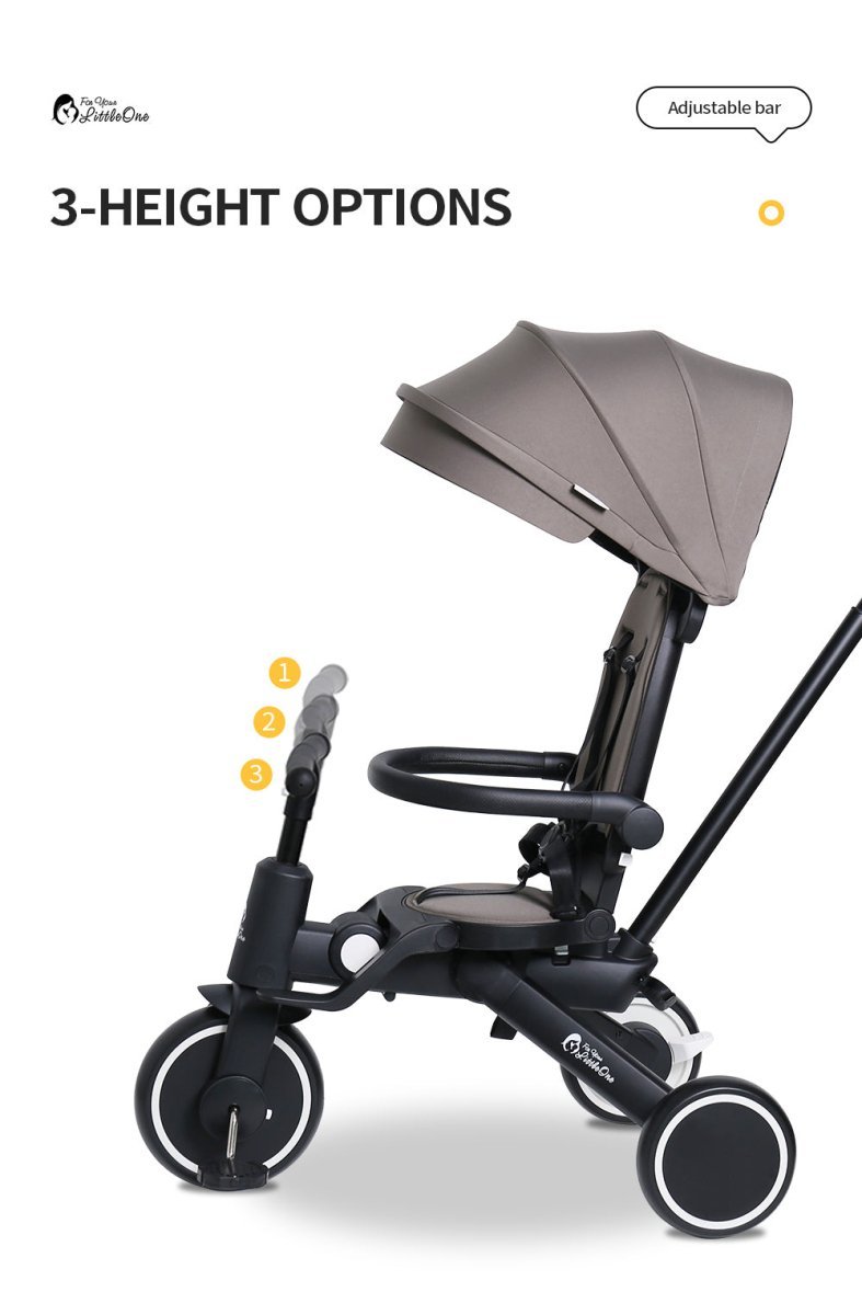 Foryourlittleone Xplor 6 in 1 Foldable Trike - Grey Olive (10m-5y)-4