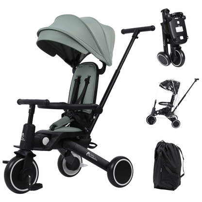 Foryourlittleone Xplor Plus 6 in 1 Foldable Trike - Green (10m-5y)-0