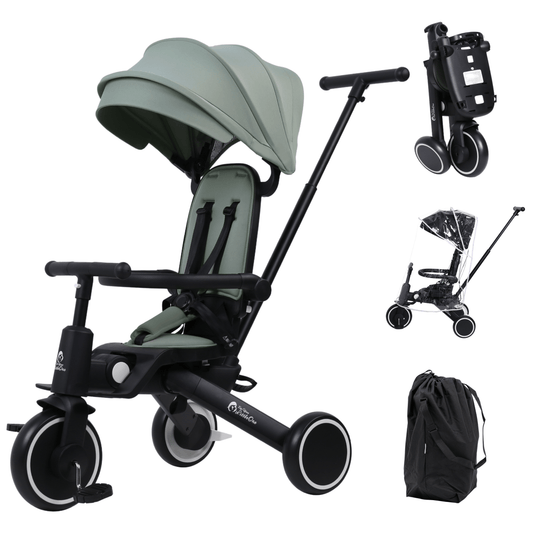 Foryourlittleone Xplor Plus 6 in 1 Foldable Trike - Green (10m-5y)-0
