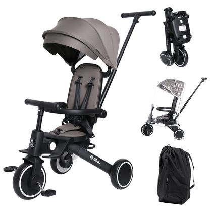 Foryourlittleone Xplor Plus 6 in 1 Foldable Trike - Grey Olive (10m-5y)-0