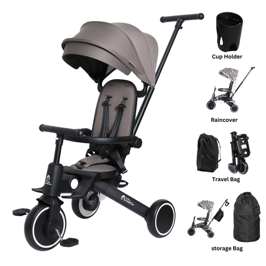 Foryourlittleone Xplor Ultimate 6 in 1 Foldable Trike - Grey Olive (10m-5y)-0